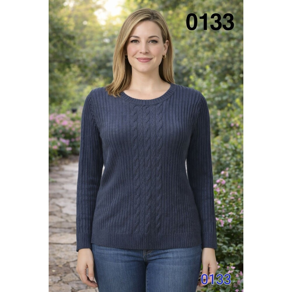 Sonoma Life & Style Crew Neck Ribbed/Cable Sweater - Size L - 0133